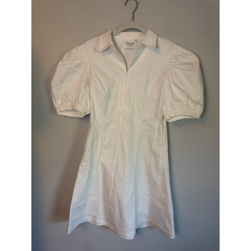 Hyacinth House White Front Zip Denim Mini Dress Size XS Stretch NEW $225 - Picture 4 of 12